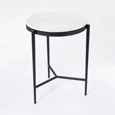 Pleasant Grove Round Marble End Table White - Threshold⢠Designed With Studio McGee - Image 3
