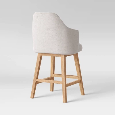 Kinston Swivel Curved Back Upholstered Counter Height Barstool - Threshold⢠- Image 3