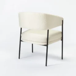Rosemead Metal Frame And Rounded Back Faux Sherling Accent Chair Cream - Threshold⢠Designed With Studio McGee