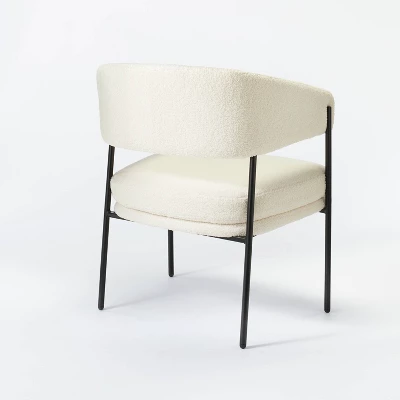Rosemead Metal Frame And Rounded Back Faux Sherling Accent Chair Cream - Threshold⢠Designed With Studio McGee