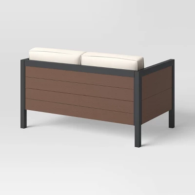 Bryant 2pc Faux Wood Patio Loveseat & Coffee Table - Gray/Natural - Threshold⢠- Image 4