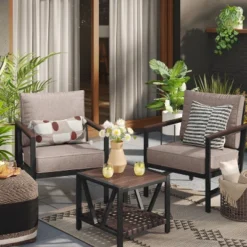 Oak Park 3pc Patio Chat Set - Thresholdâ˘