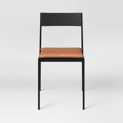 Clion Metal Dining Chair Black/Caramel Faux Leather - Threshold™ - Image 2