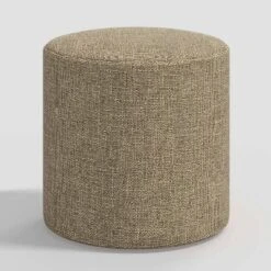 Round Thalia Ottoman In Textured Linen - Thresholdâ˘