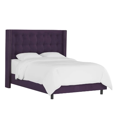 Nail Button Tufted Wingback Velvet Bed - Skyline Furniture - Image 2
