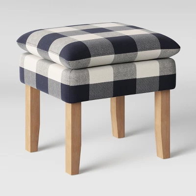 Buffalo Plaid Stool Blue - Threshold™ - Image 2