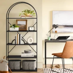 72" Glasgow Metal Arch Bookshelf Black - Thresholdâ˘