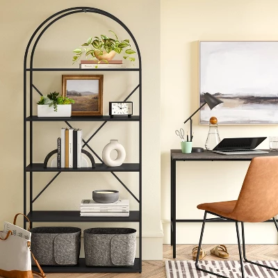 72" Glasgow Metal Arch Bookshelf Black - Thresholdâ˘