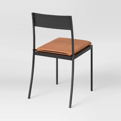 Clion Metal Dining Chair Black/Caramel Faux Leather - Threshold™ - Image 3