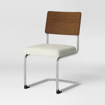 2pk Cecilton Chrome Cantilever Dining Chairs Cream Boucle - Threshold⢠- Image 3