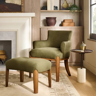 Wood Leg Ottoman Green - Threshold⢠Designed With Studio McGee