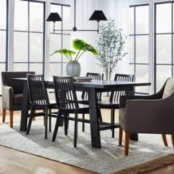 72" Linden Rectangular Wood Dining Table Black - Threshold⢠Designed With Studio McGee