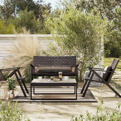 Campton Wicker Patio Loveseat Without Cushion - Thresholdâ˘